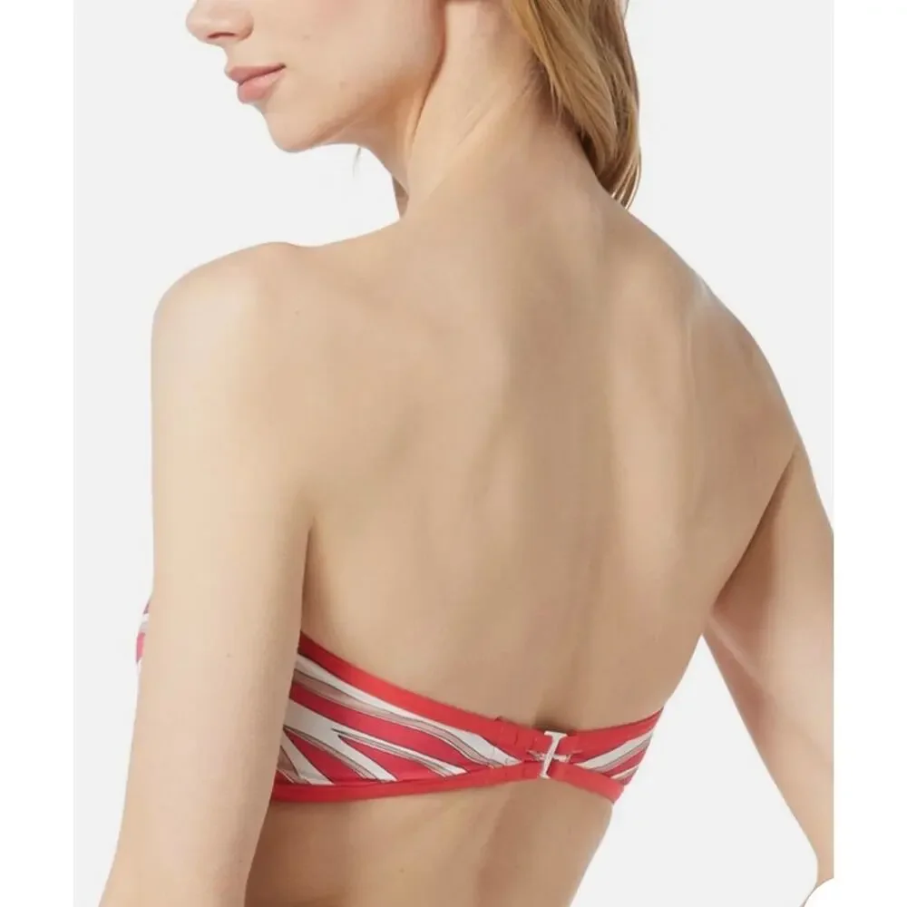 Michael Kors Geranium Zebra Spine Convertible Bandeau Bikini Top L NWT